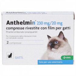 Anthelmin Trattamento di Infestazioni Miste per i Gatti 2 Compresse - Prodotti per gatti - 104971015 - Krka Farmaceutici Mila...