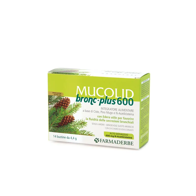 Mucolid Bronc-Plus 600 Granulare Tosse Grassa 14 Bustine Farmaderbe - 1