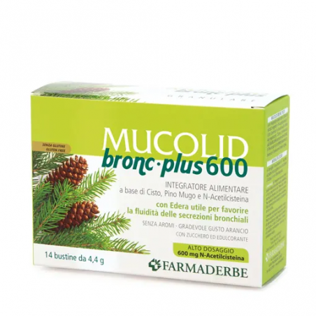 Mucolid Bronc-Plus 600 Granulare Tosse Grassa 14 Bustine Farmaderbe - 1 Mucolid Bronc-Plus 600 Granulare Tosse Grassa 14 Bustine Farmaderbe - 1