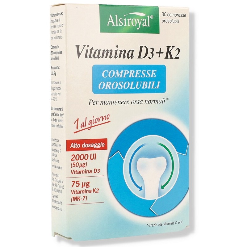 Alsitan Gmbh Alsiroyal Vitamina D3+k2 30 Compresse Orosolubili - Vitamine e sali minerali - 980514956 - Alsitan Gmbh - € 16,00