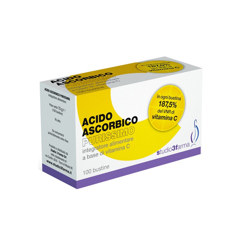 Studio 3 Farma Acido Ascorbico 100 Bustine - Vitamine e sali minerali - 901456006 - Studio 3 Farma - € 12,97