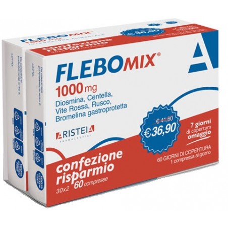 Aristeia Farmaceutici Flebomix 1000 Mg Bi-pack 60 Compresse - Circolazione e pressione sanguigna - 985991215 - Aristeia Farma...