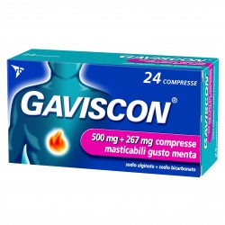 Gaviscon 500 Mg + 267 Mg Gusto Menta 24 Compresse Masticabili - Farmaci per bruciore e acidità di stomaco - 024352054 - Gavis...