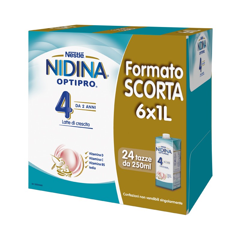 Nestle' Italiana Nidina Optipro 4 Liquido 6 Pezzi Da 1 Litro - Latte in polvere e liquido per neonati - 985824960 - Nestle' I...