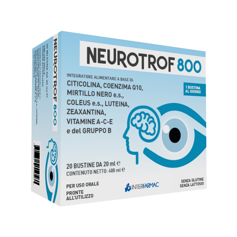Interfarmac Neurotrof 800 20 Bustine 20 Ml - Integratori per occhi e vista - 947255168 - Interfarmac - € 26,74