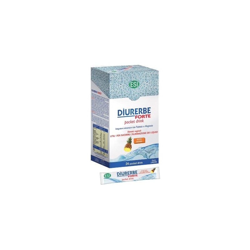 Diurerbe Forte Pocket Drink Ananas Magnesio e Potassio 24 Stick - Integratori per dimagrire ed accelerare metabolismo - 92659...