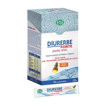 Diurerbe Forte Pocket Drink Ananas Magnesio e Potassio 24 Stick - Integratori per dimagrire ed accelerare metabolismo - 92659...