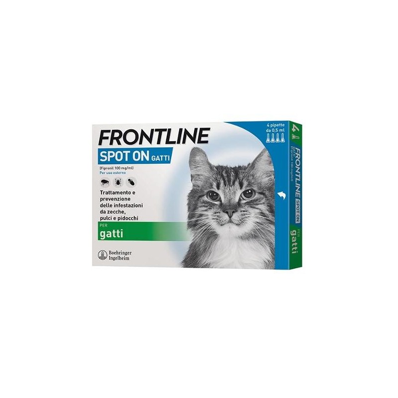 Frontline Spot-On Gatti per Zecche Pulci e Pidocchi 4 Pipette - Prodotti per gatti - 103028041 - Frontline - € 19,70