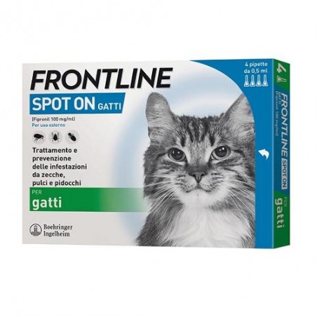 Frontline Spot-On Gatti per Zecche Pulci e Pidocchi 4 Pipette - Prodotti per gatti - 103028041 - Frontline - € 19,70