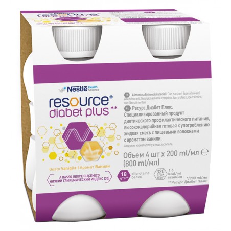 Resource Diabet Plus Vaniglia 4 X 200 Ml Nestle' It. - 1 Resource Diabet Plus Vaniglia 4 X 200 Ml Nestle' It. - 1
