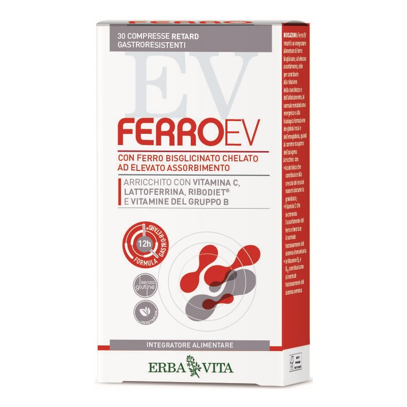 Erba Vita Group Ferro Ev Retard 30 Compresse Gastroresistenti - Integratori per concentrazione e memoria - 982283018 - Erba V...