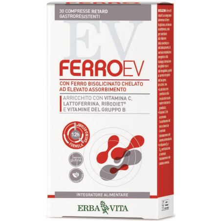 Erba Vita Group Ferro Ev Retard 30 Compresse Gastroresistenti - Integratori per concentrazione e memoria - 982283018 - Erba V...