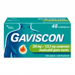Gaviscon 250Mg + 133,5 Mg Gusto Menta 48 Compresse Masticabili - Farmaci per bruciore e acidità di stomaco - 024352181 - Gavi...