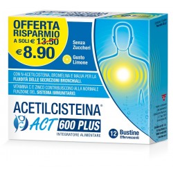 F&f Acetilcisteina Act 600 Plus 12 Bustine - Integratori per apparato respiratorio - 986824973 - F&f - € 6,21
