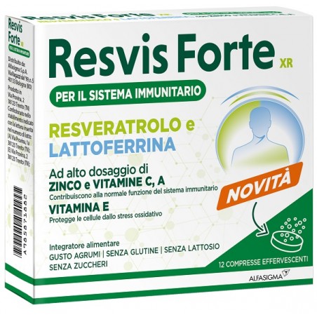 Alfasigma Resvis Forte Xr 12 Compresse Effervescenti - Integratori per difese immunitarie - 985871882 - Alfasigma - € 15,86