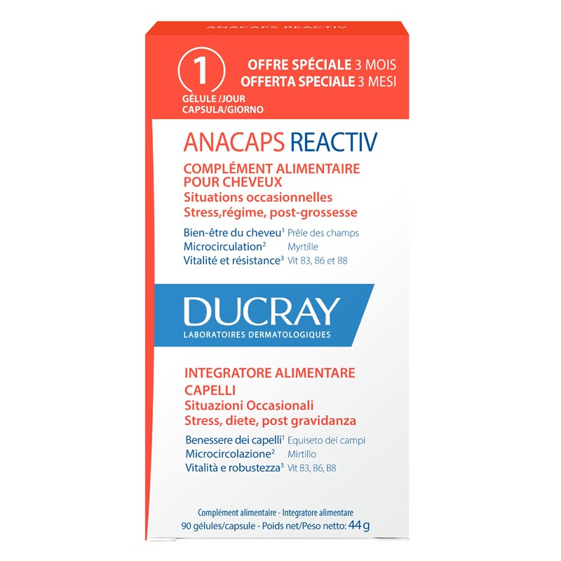 Ducray Anacaps Reactiv Gel 90u 90 Capsule 2023 - Integratori per pelle, capelli e unghie - 986395770 - Ducray - € 44,00