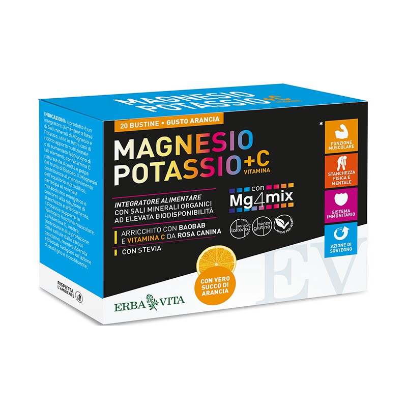 Erba Vita Group Magnesio Potassio +c Vitamina Gusto Arancia 20 Bustine Da 3,8 G - Integratori multivitaminici - 981482223 - E...
