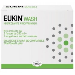 Omega Pharma Eukin Wash Igienizzante Rinofaringeo Kit 2 Flaconi Da 250 Ml + Erogatore A Soffietto Nasale - Prodotti per la cu...