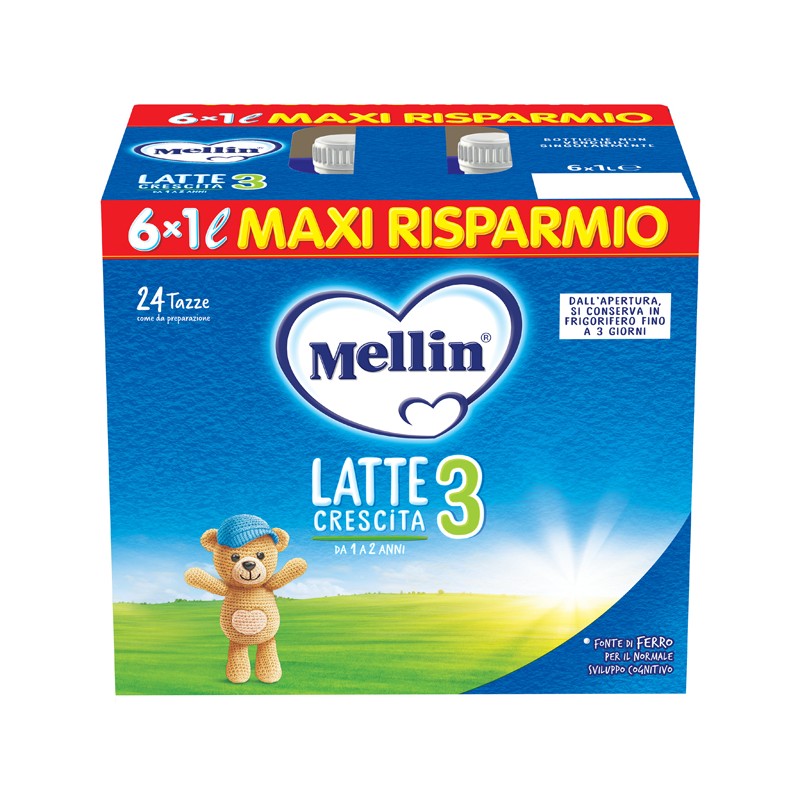 Mellin 3 Latte 6x1000 Ml - Latte in polvere e liquido per neonati - 979944764 - Danone Nutricia Soc. Ben. - € 16,23