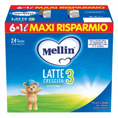 Mellin 3 Latte 6x1000 Ml - Latte in polvere e liquido per neonati - 979944764 - Danone Nutricia Soc. Ben. - € 16,23