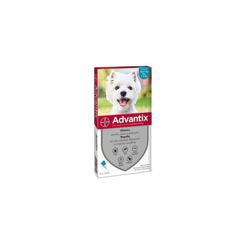 Advantix Soluzione Spot-On per Cani da 4 a 10 Kg 6 Pipette Advantix - 1