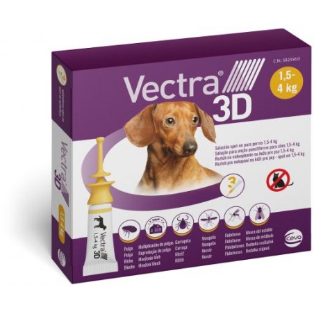 Vectra 3D Soluzione Spot-On Cani da 1,5 a 4 Kg 3 Pipette Vectra - 1 Vectra 3D Soluzione Spot-On Cani da 1,5 a 4 Kg 3 Pipette Vectra - 1