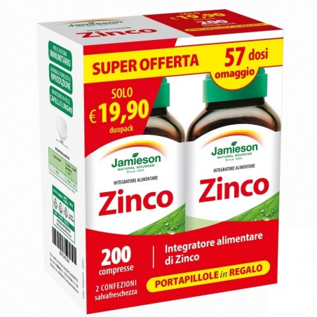 JAMIESON DUOPACK ZINCO 200 COMPRESSE - Integratori per difese immunitarie - 981546334 - Jamieson - € 14,94