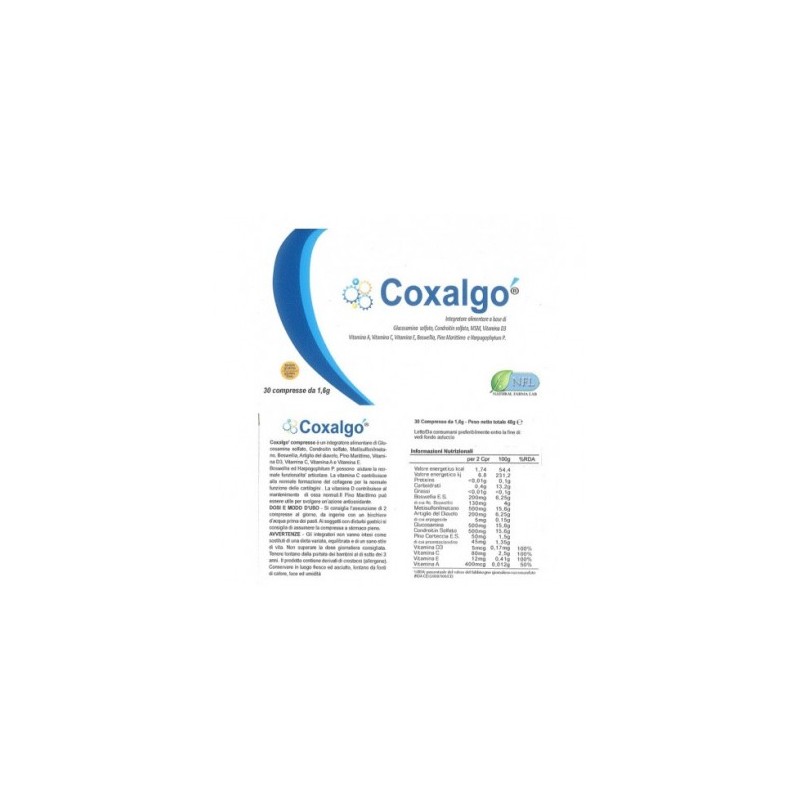 Natural Farma Lab Coxalgo' 30 Compresse - Integratori per dolori e infiammazioni - 932288879 - Natural Farma Lab - € 20,39