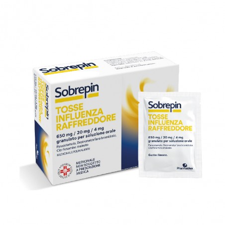 Pharmaidea Sobrepin Tosse Influenza Raffreddore 650 Mg/ 20 Mg/ 4 Mg Granulato Per Soluzione Orale Pharmaidea - 1 Pharmaidea Sobrepin Tosse Influenza Raffreddore 650 Mg/ 20 Mg/ 4 Mg Granulato Per Soluzione Orale Pharmaidea - 1
