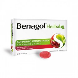 BENAGOL HERBAL MENTA E CILIEGIA 24 PASTIGLIE - Prodotti fitoterapici per raffreddore, tosse e mal di gola - 983032083 - Benag...