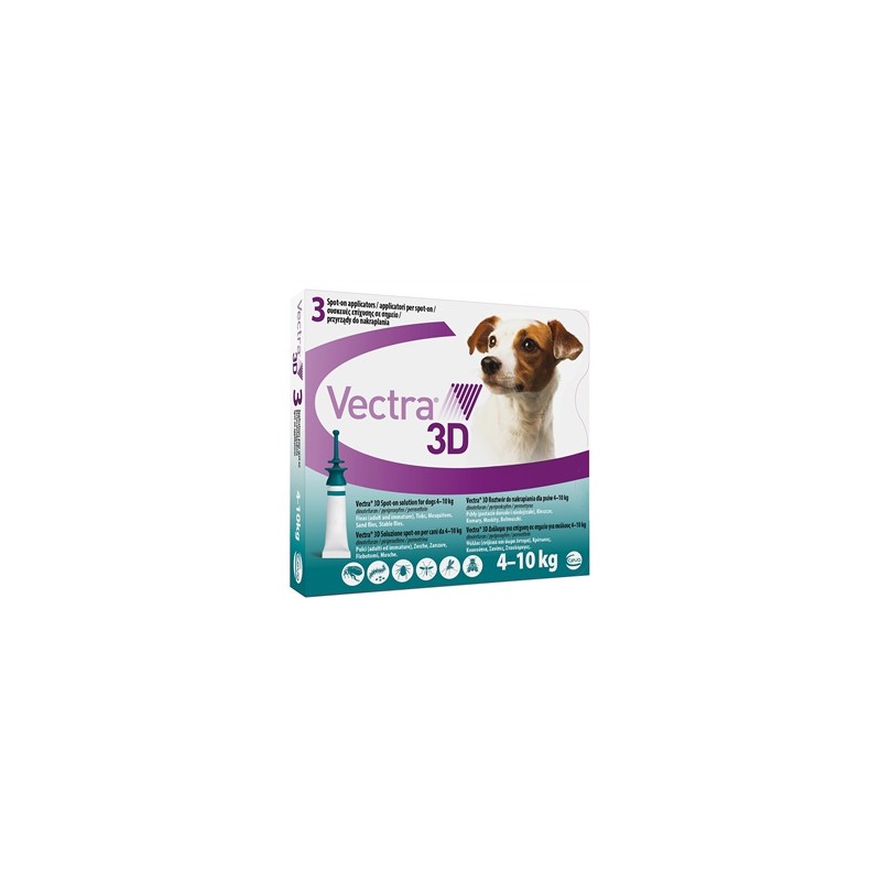 Vectra 3D Soluzione Spot-On Cani da 4 a 10Kg 3 Pipette Tappo verde Vectra - 1
