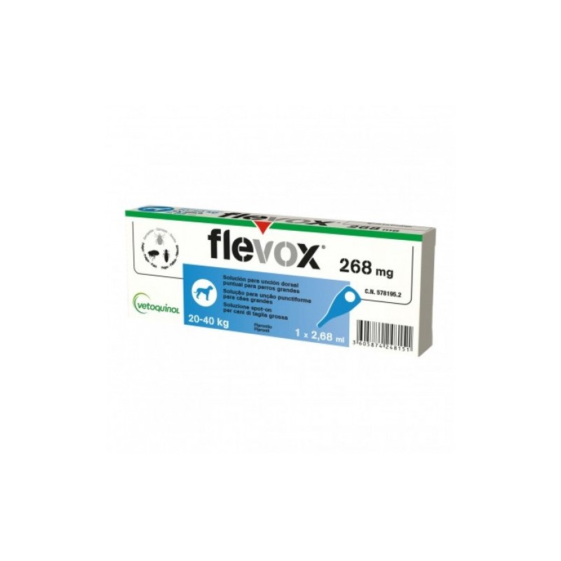 FLEVOX*spot-on soluz 1 pipetta 2,68 ml 268 mg cani da 20 a 40 Kg - Prodotti per cani e gatti - 104253137 -  - € 6,80