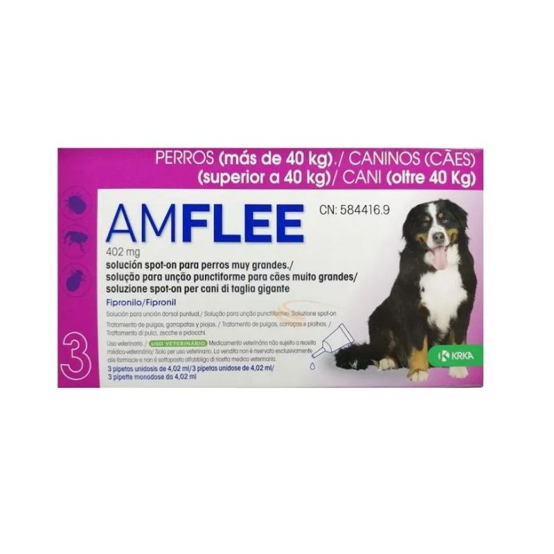 AMFLEE*spot-on soluz 3 pipette 4,02 ml 402 mg cani da 40 a 60 Kg - Prodotti per cani e gatti - 104760261 -  - € 14,08