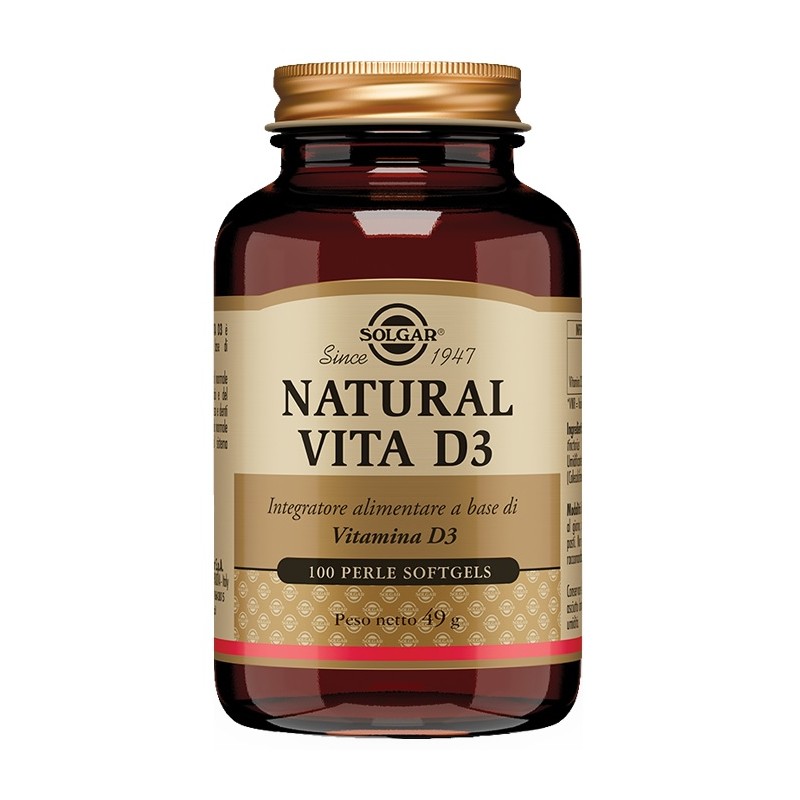Solgar Natural Vita D3 Vitamina D per ossa e immunità 100 perle Solgar - 1