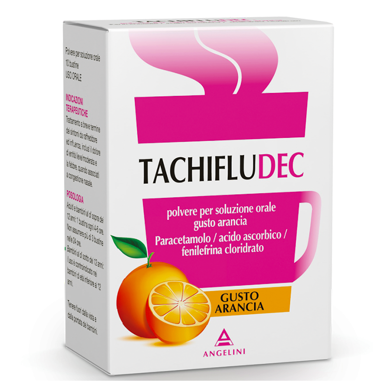 Tachifludec Gusto Arancia Polvere Per Soluzione Orale 10 Bustine - Farmaci per febbre (antipiretici) - 034358034 - Tachiflude...