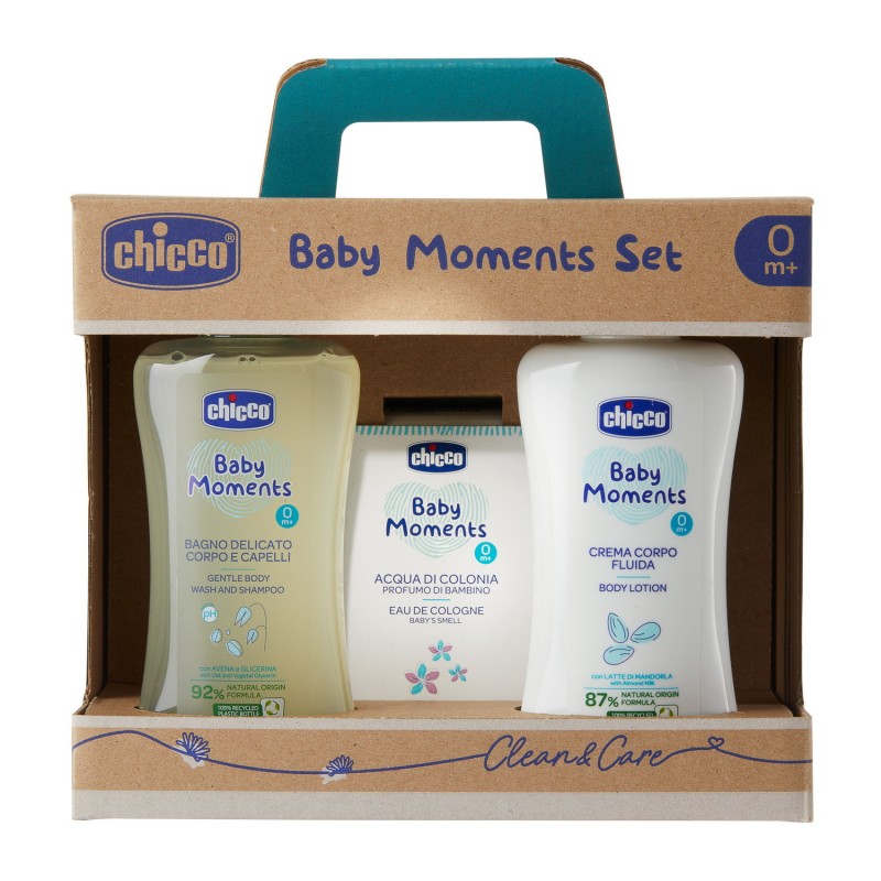 Chicco Baby Moments Set Pelli Delicate Detergente 200 Ml + Crema Corpo 200 Ml + Acqua Di Colonia 100 Ml - Bagnetto - 98244733...