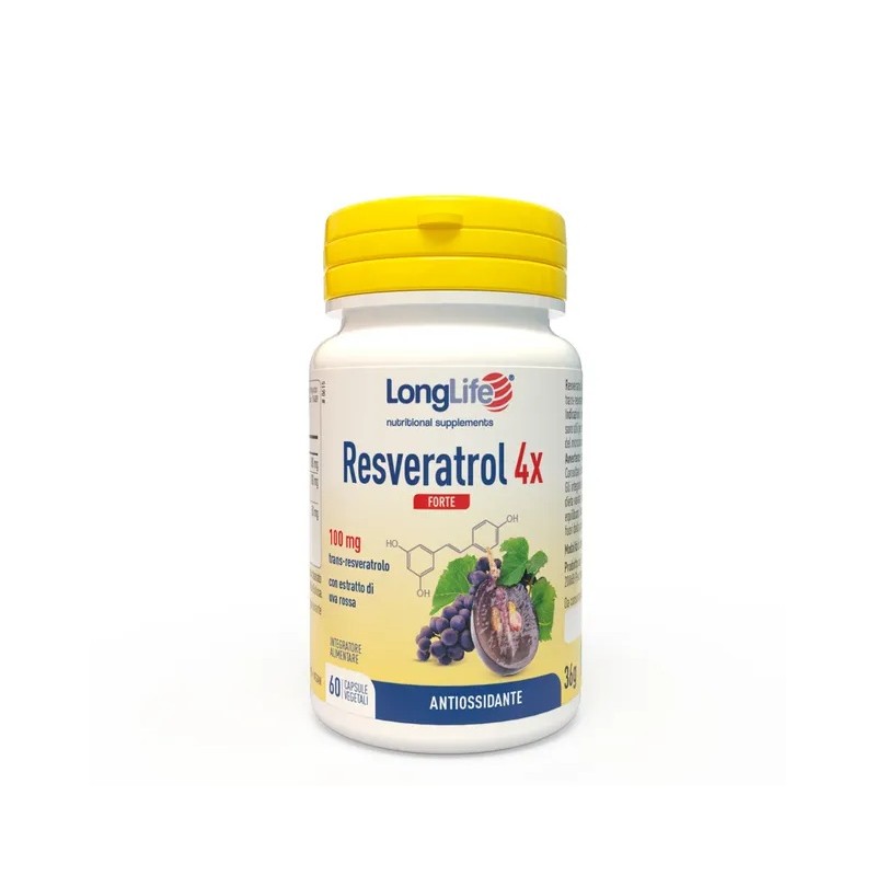 Longlife Resveratrol 4x Forte 60 Capsule - Integratori antiossidanti e anti-età - 941516736 - Longlife - € 27,90