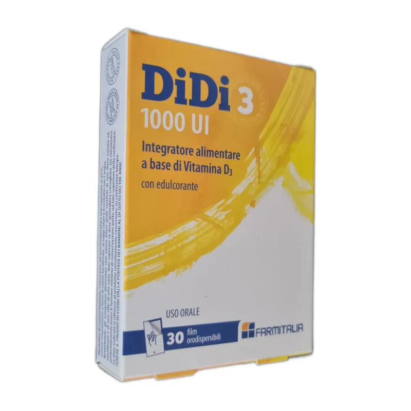 DiDi 3 1000 UI Integratore Vitamina D3 30 Film Orodispersibili - Integratori di vitamina D - 944943430 - Farmitalia - € 11,91