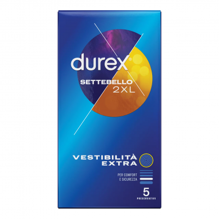 Durex Settebello 2XL Profilattico Extra Large 5 Pezzi - Profilattici e Contraccettivi - 985323005 - Durex - € 6,16
