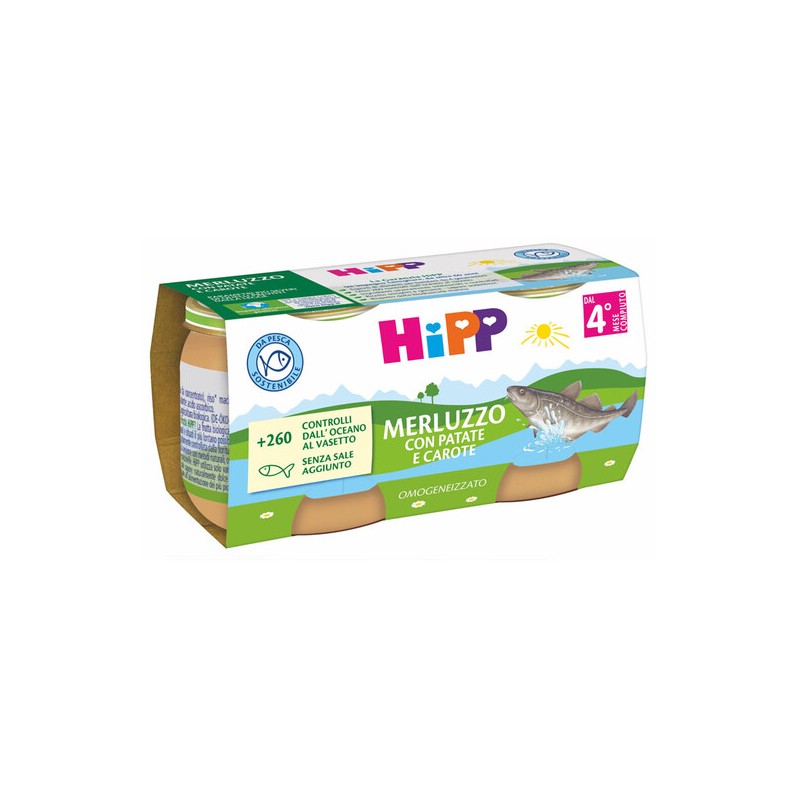 HIPP OMOGENEIZZATO MERLUZZO/PATATE/CAROTE 4X80 G - Alimentazione e integratori - 977464635 - Hipp - € 6,11