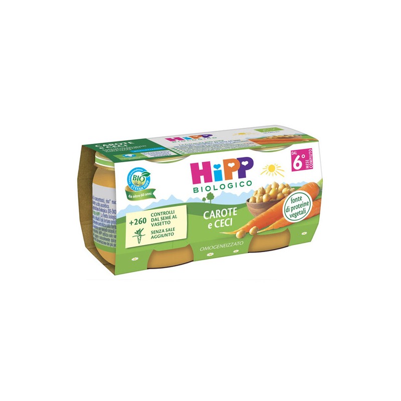 HIPP BIO OMOGENEIZZATO CAROTE/CECI 2X80 G - Omogeneizzati e liofilizzati - 981980877 - Hipp - € 3,09