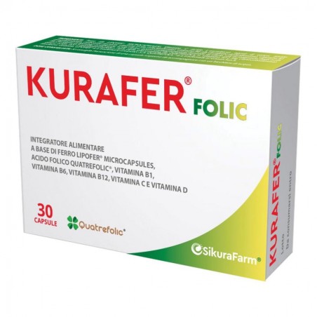 Kurafer Folic Integratore di Ferro e Vitamina C 30 Capsule - Integratori di ferro - 987327145 - Sikurafarm S - € 19,67