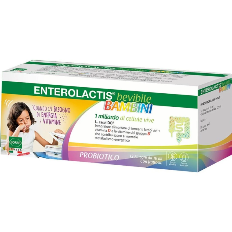 Enterolactis Bevibile Bambini Benessere Intestinale 12 Flaconcini Enterolactis - 1