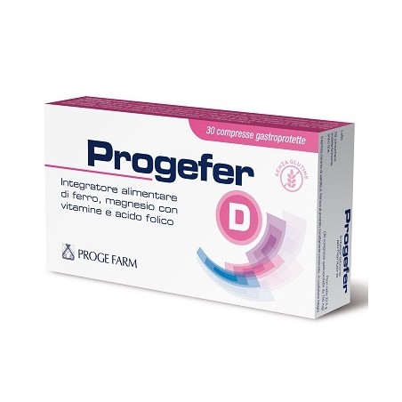 Progefer D Integratore Ferro Magnesio Energia Psiche 30 Compresse - Vitamine e sali minerali - 981981208 - Proge Farm - € 13,41