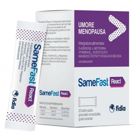 Samefast React Integratore Menopausa Relax E Benessere 20 Stick Pack - Integratori per ciclo mestruale e menopausa - 98373680...