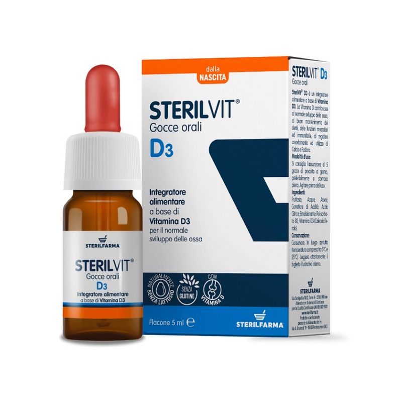 Sterilvit D3 Gocce Immunità Ossa Denti Flacone 5 Ml - Vitamine e sali minerali - 980504310 -  - € 15,01