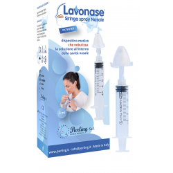 Purling Lavonase Siringa Spray Nasale Non Sterile 5 Ml Luer-lock Con Cappuccio + Ugello Nasale Con Raccordo Luer-lock + Perfo...