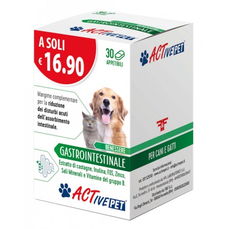 F&f Active Pet Benessere Gastrointestinale 30 Compresse Appetibili - Veterinaria - 984499285 - F&f - € 16,90
