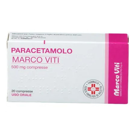 Paracetamolo Marco Viti 500mg per Febbre 20 Compresse - Farmaci per dolori muscolari e articolari - 039895014 - Marco Viti - ...