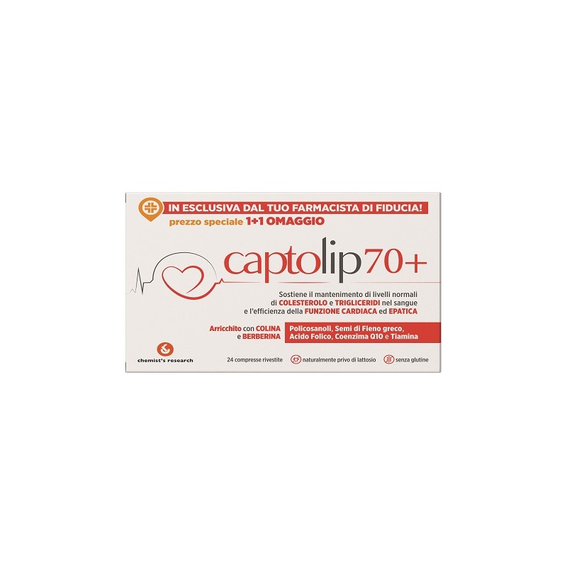Captolip 70+ Integratore per il Colesterolo 24 Compresse - Integratori per il cuore e colesterolo - 984846485 - Chemist's Res...